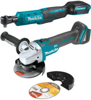 Makita XAG04Z-XRW01Z 18V LXT Cordless 4-1/2” / 5" Cut-Off/Angle Grinder and 3/8" / 1/4" Sq. Drive Ratchet, Bare Tool Combo