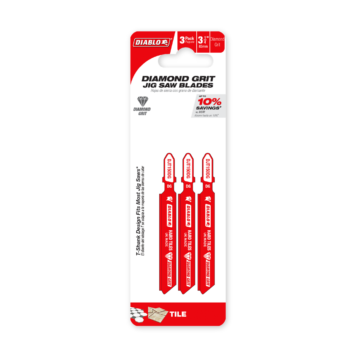 Diablo 3-1/4 in. Diamond Grit Jig Saw Blade for Hard Tile (DJT150DG3) in retail packaging