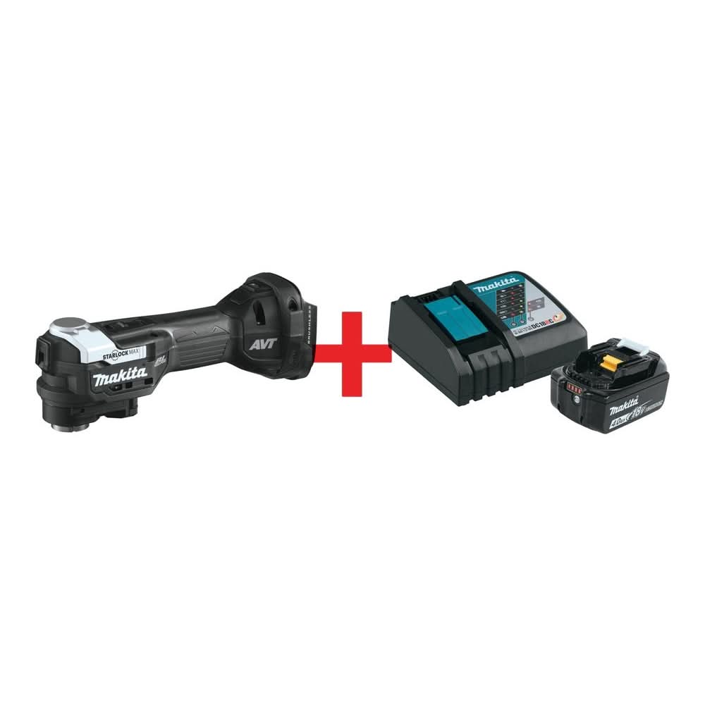 Makita 18V LXT Sub-Compact Brushless StarlockMax Multi-Tool with 18V 4.0Ah Battery & Charger Starter Pack