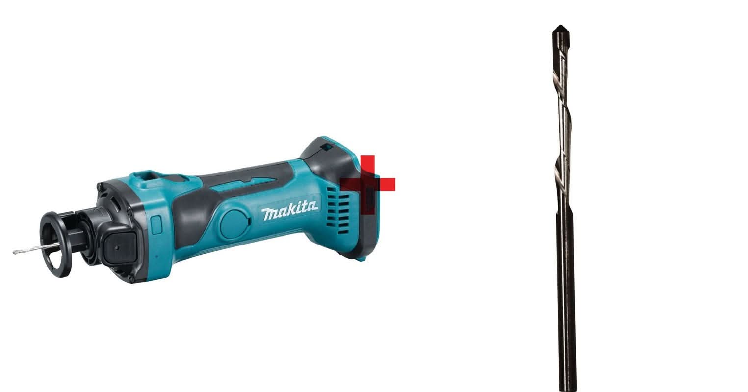 Makita 18V LXT Cordless Cut-Out Tool (Bare Tool) plus 1/8 in. Spiral Cut-Out Bit, Drywall Guide Tip (10-Pack)