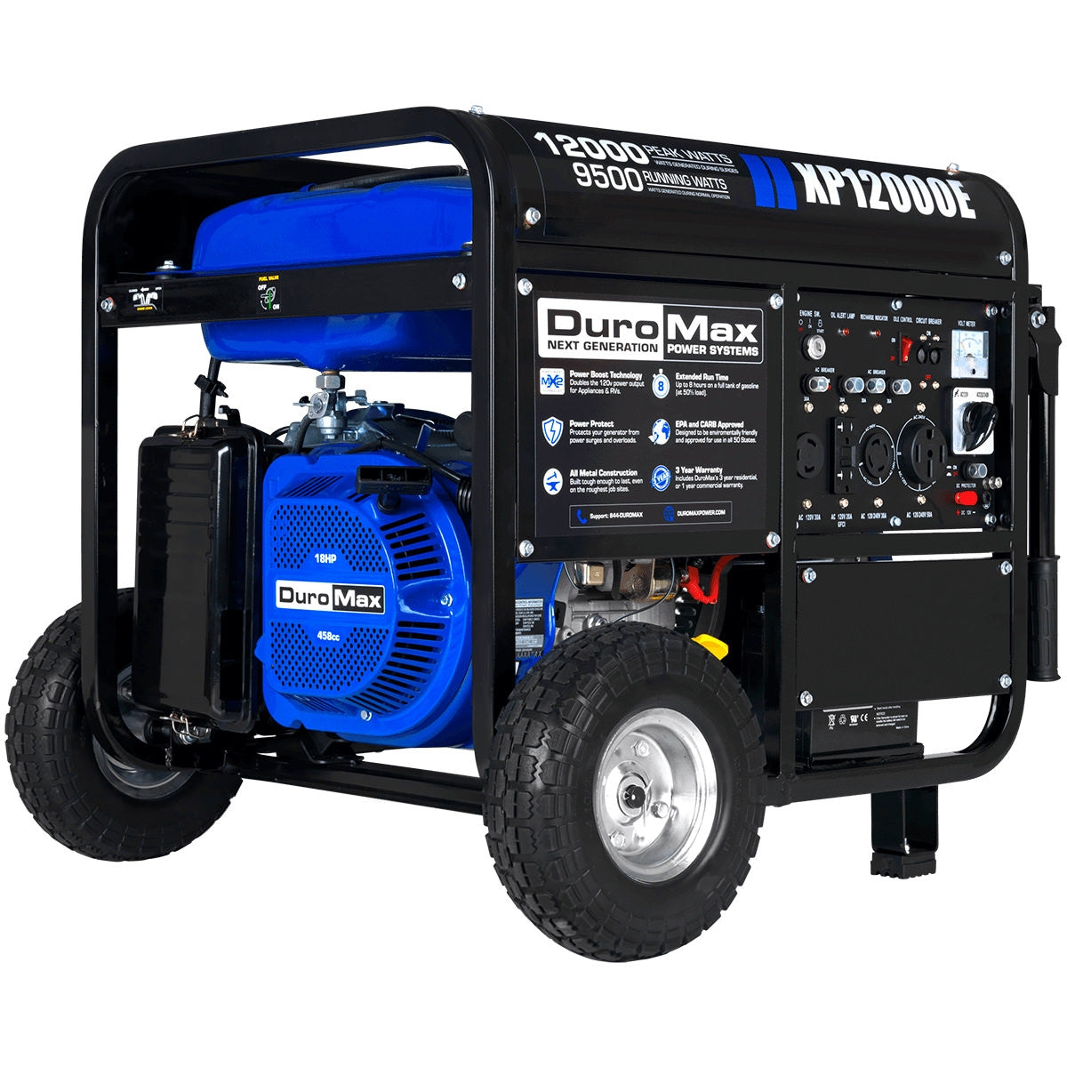 DuroMax XP12000E 12,000-Watt 457cc Portable Gas Electric Start Generator