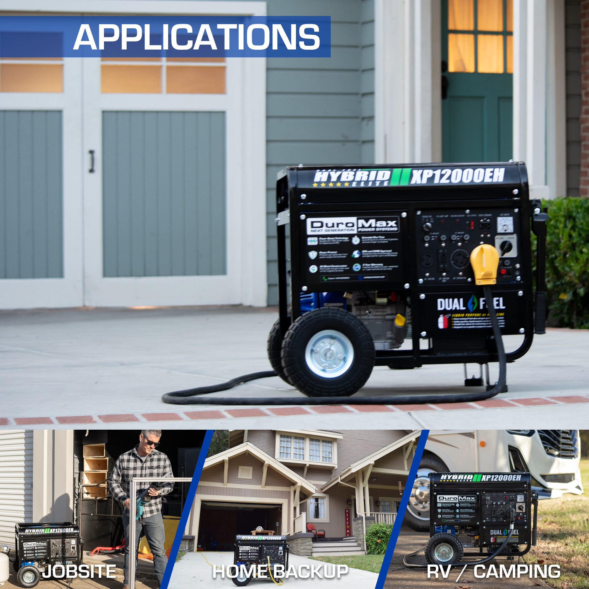 DuroMax XP12000EH 12,000-Watt 457cc Portable Dual Fuel Gas Propane Generator
