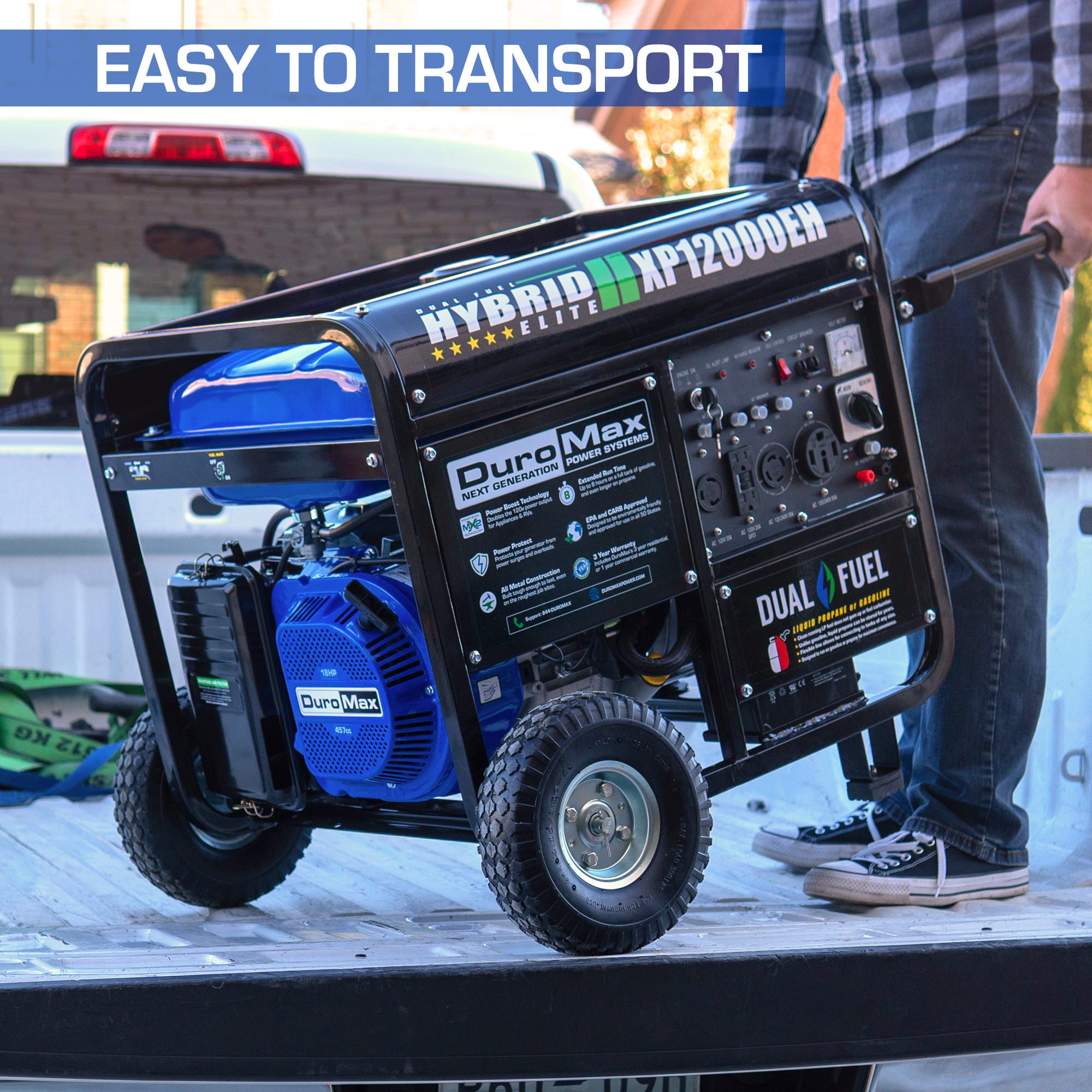 DuroMax XP12000EH 12,000-Watt 457cc Portable Dual Fuel Gas Propane Generator