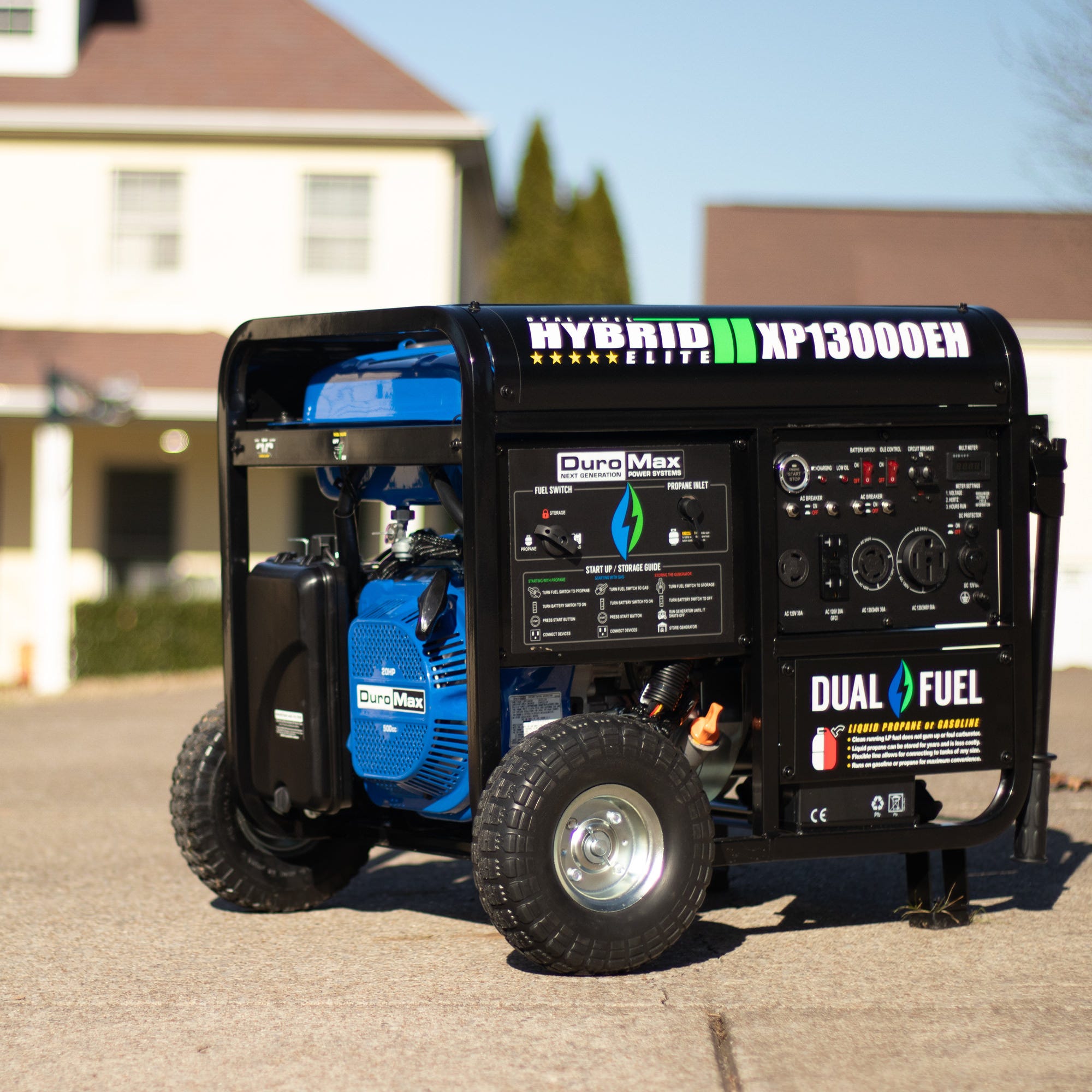 DuroMax XP13000EH 13,000-Watt 500cc Portable Hybrid Gas Propane Generator