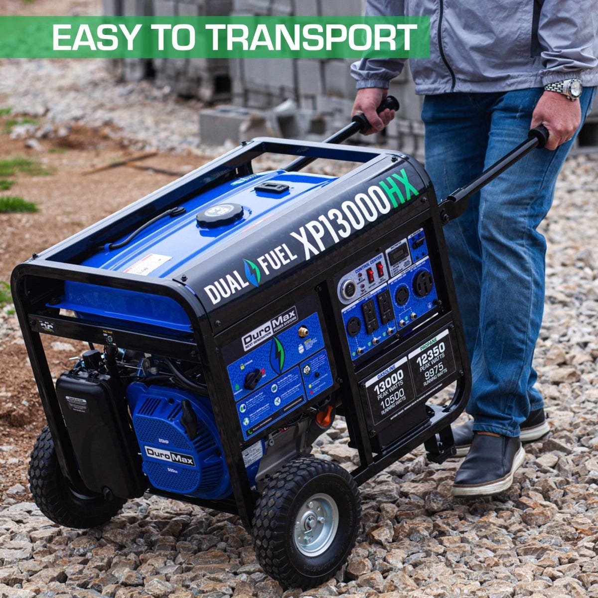 DuroMax XP13000HX 13000-Watt 500cc Dual Fuel Gas Propane Portable Generator with CO Alert