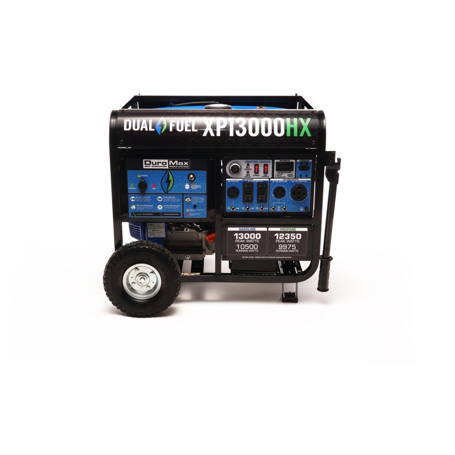 DuroMax XP13000HX 13000-Watt 500cc Dual Fuel Gas Propane Portable Generator with CO Alert