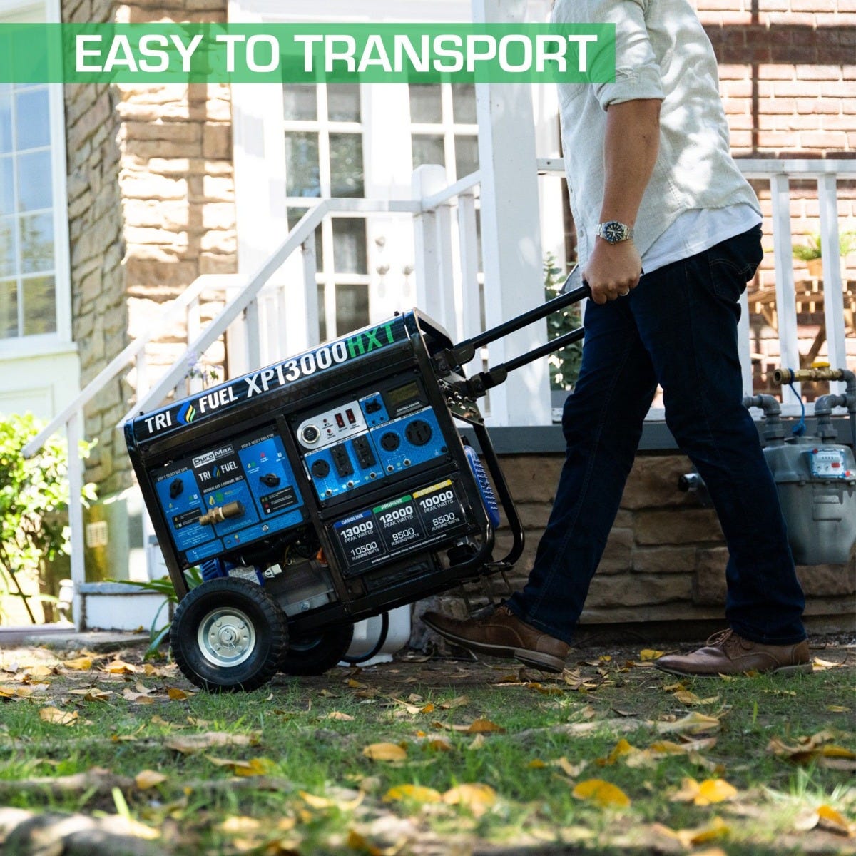 DuroMax XP13000HXT 13000-Watt 500cc Tri Fuel Gas Propane Natural Gas Portable Generator with CO Alert