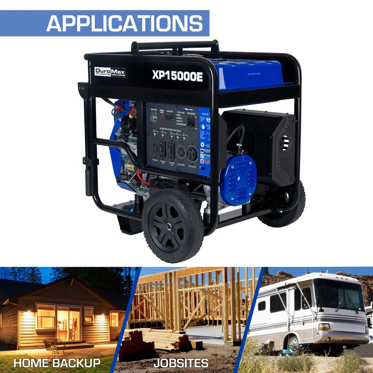 DuroMax XP15000E 15,000-Watt 713cc V-Twin Gas Powered Electric Start Portable Generator