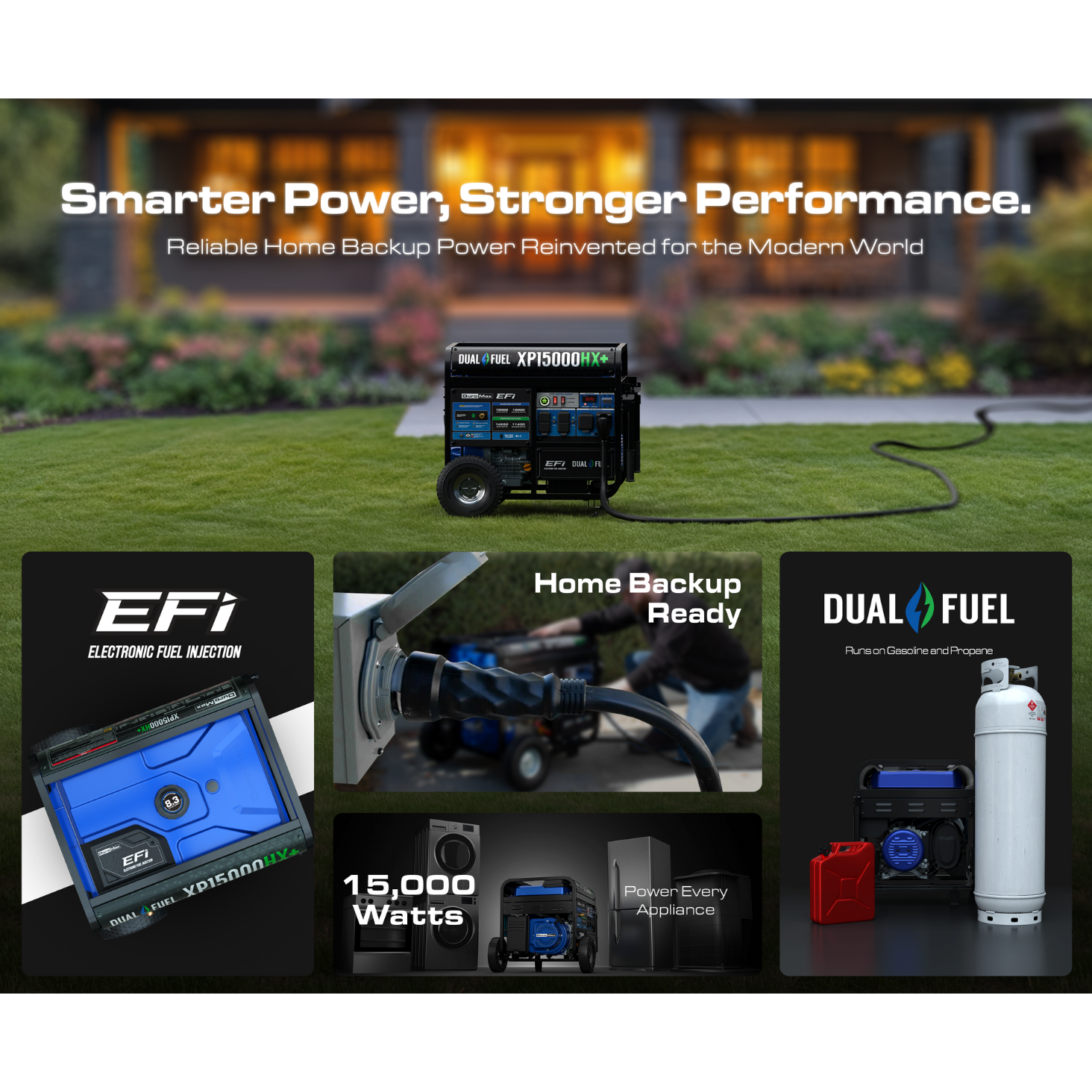 Duromax XP15000HX+ Electric Start 15,000 Watt Dual-Fuel EFI Portable Generator