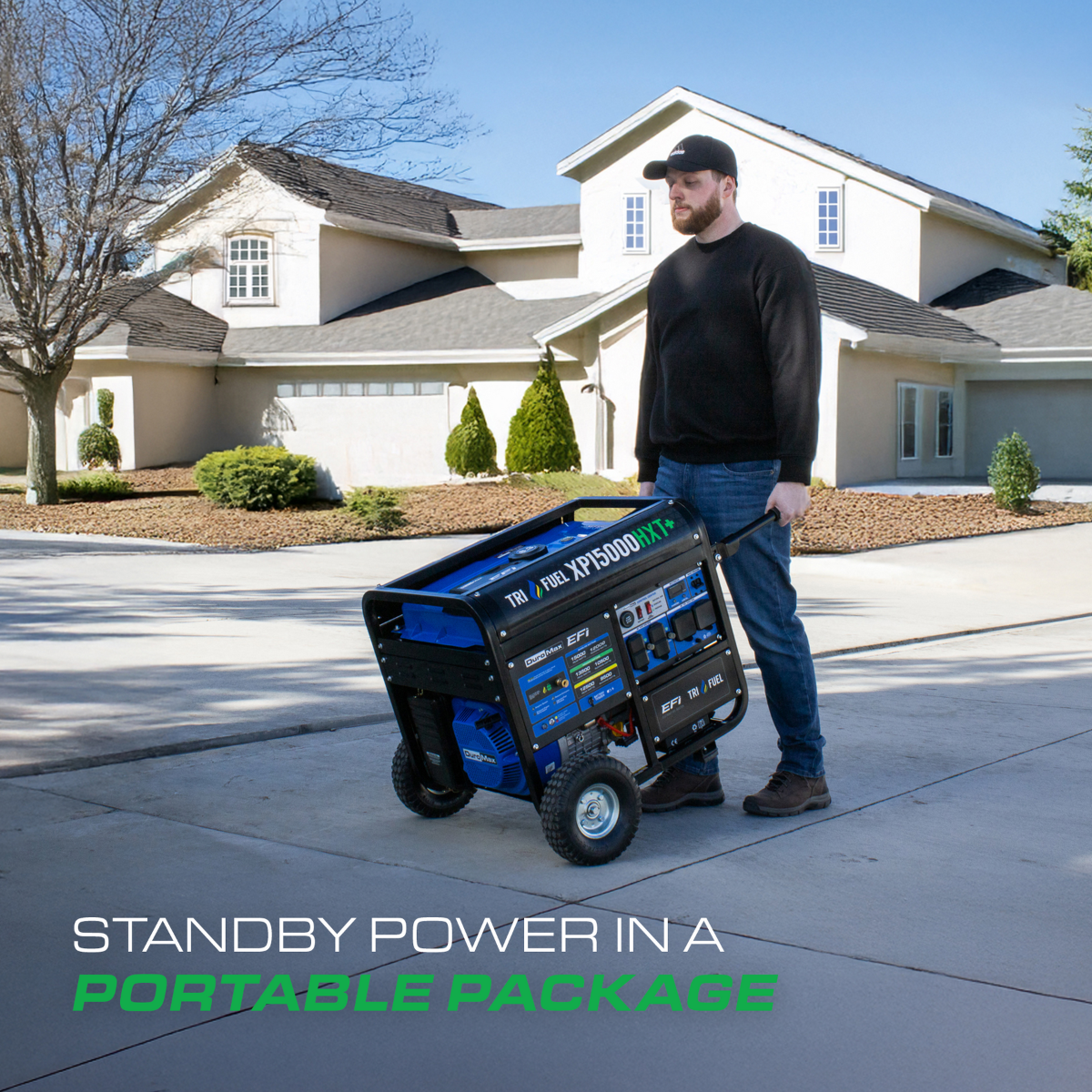 Duromax XP15000HXT+ Electric Start 15,000 Watt Tri-Fuel EFI Portable Generator