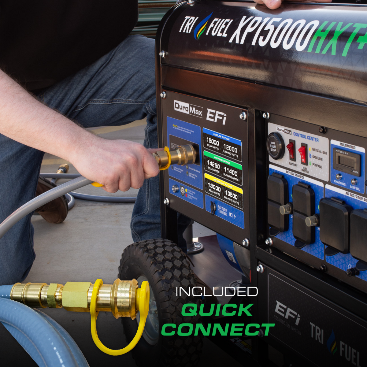 Duromax XP15000HXT+ Electric Start 15,000 Watt Tri-Fuel EFI Portable Generator