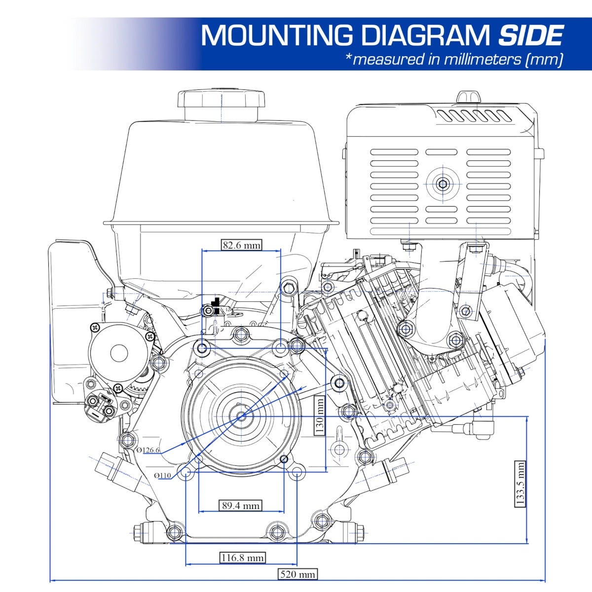 Duromax XP20HP 500cc 1" Shaft Recoil Start Gasoline Engine