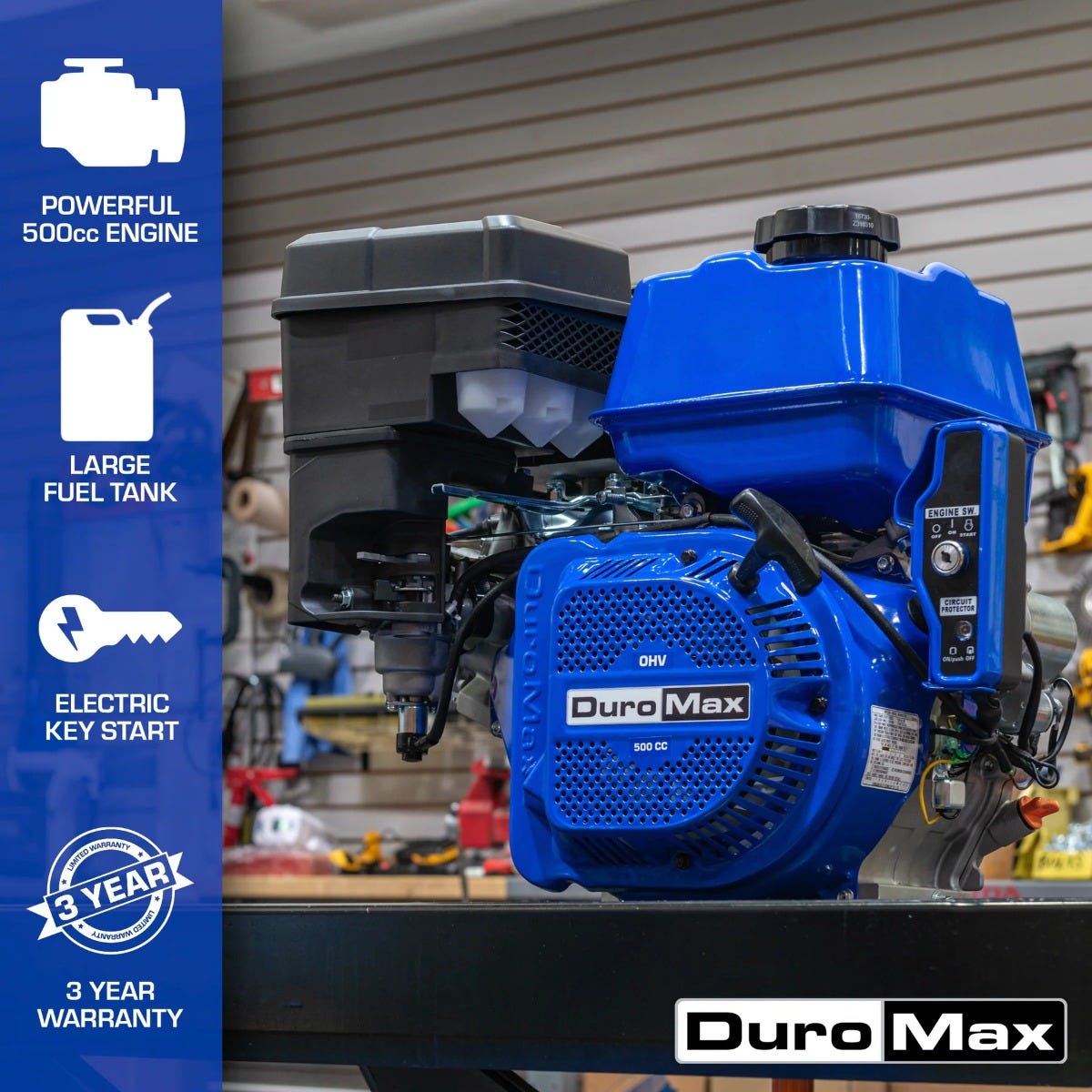 Duromax XP20HPE 500cc 1" Shaft Recoil/Electric Start Gasoline Engine