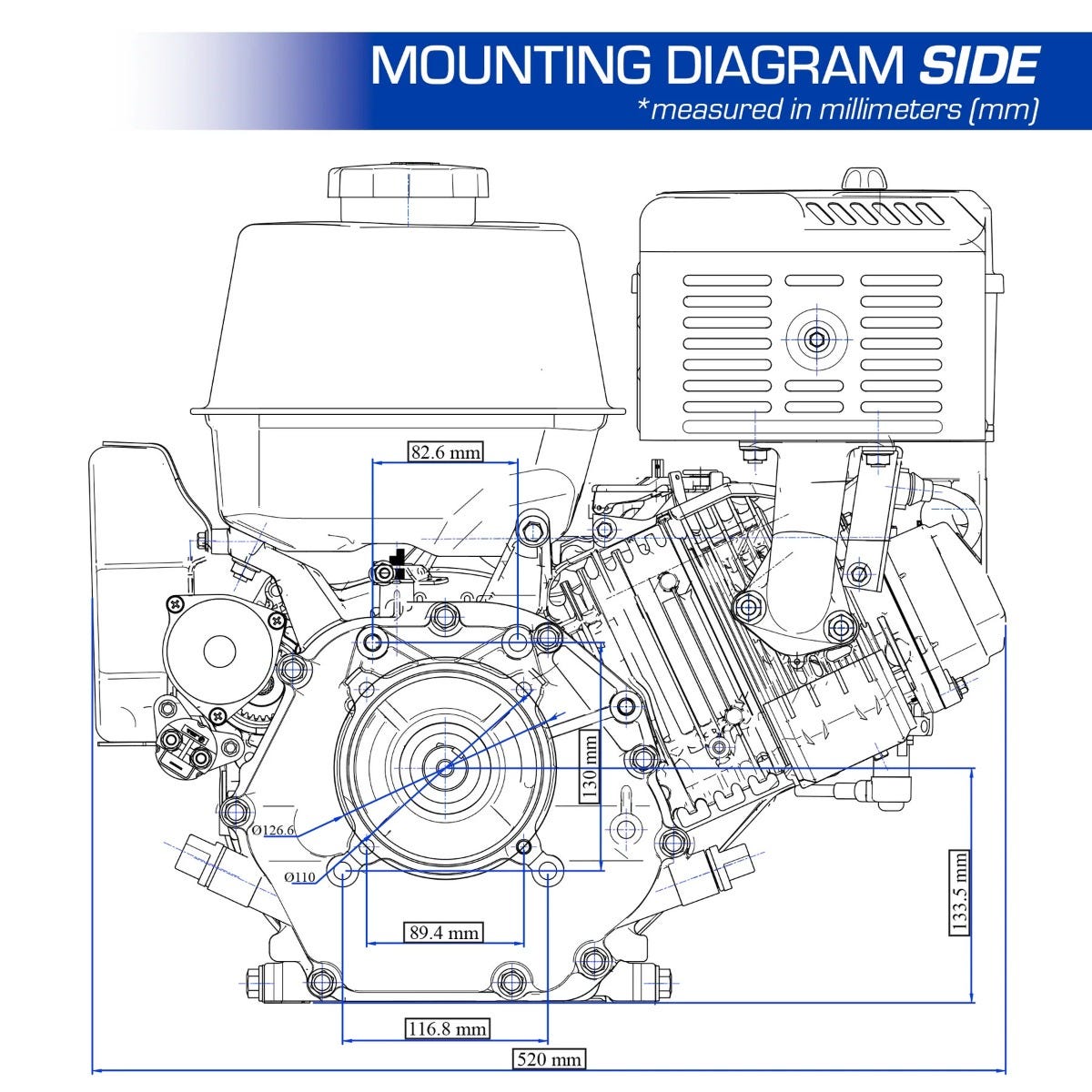Duromax XP20HPE 500cc 1" Shaft Recoil/Electric Start Gasoline Engine