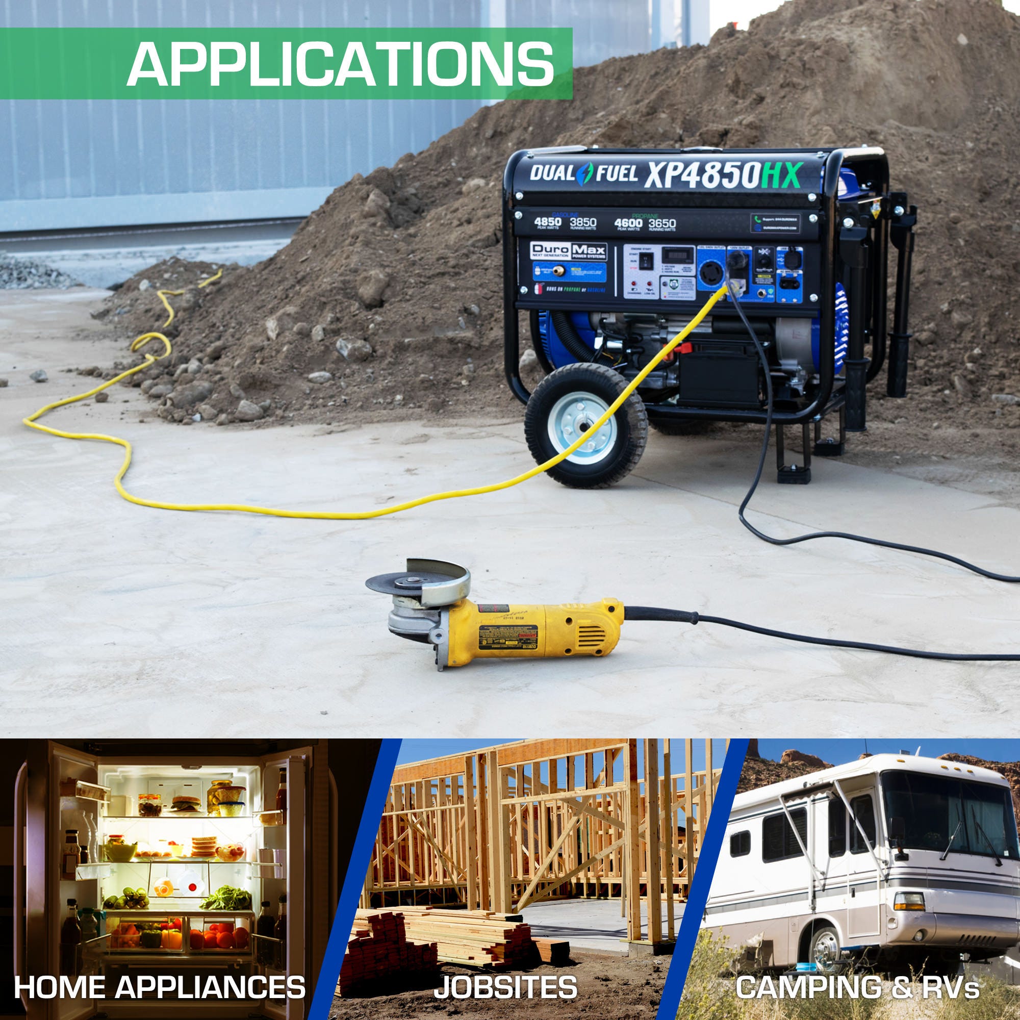DuroMax XP4850HX 4,850-Watt 210cc Dual Fuel Gas Propane Portable Generator with CO Alert