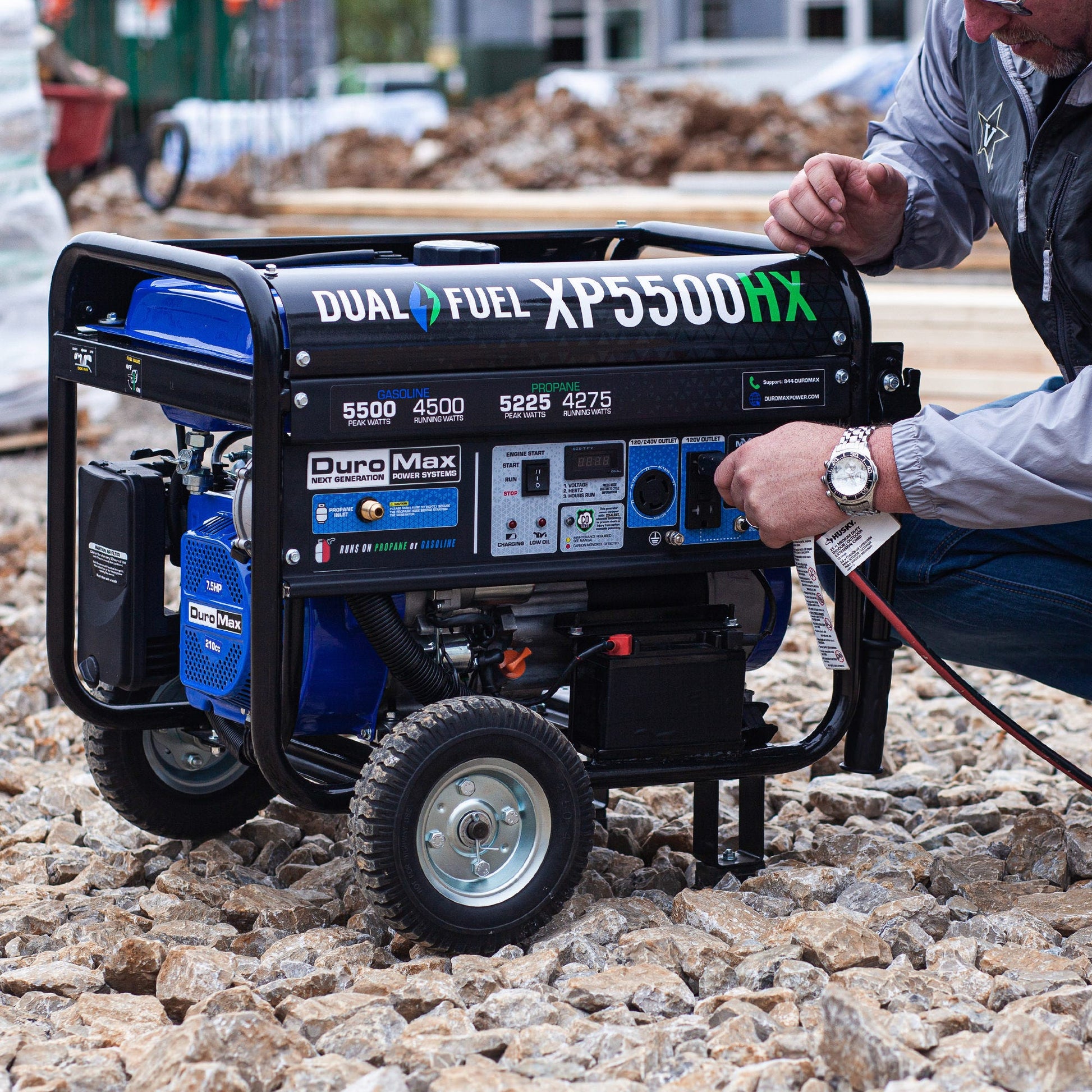 DuroMax XP5500HX 5,500-Watt 210cc Dual Fuel Gas Propane Portable Generator with CO Alert