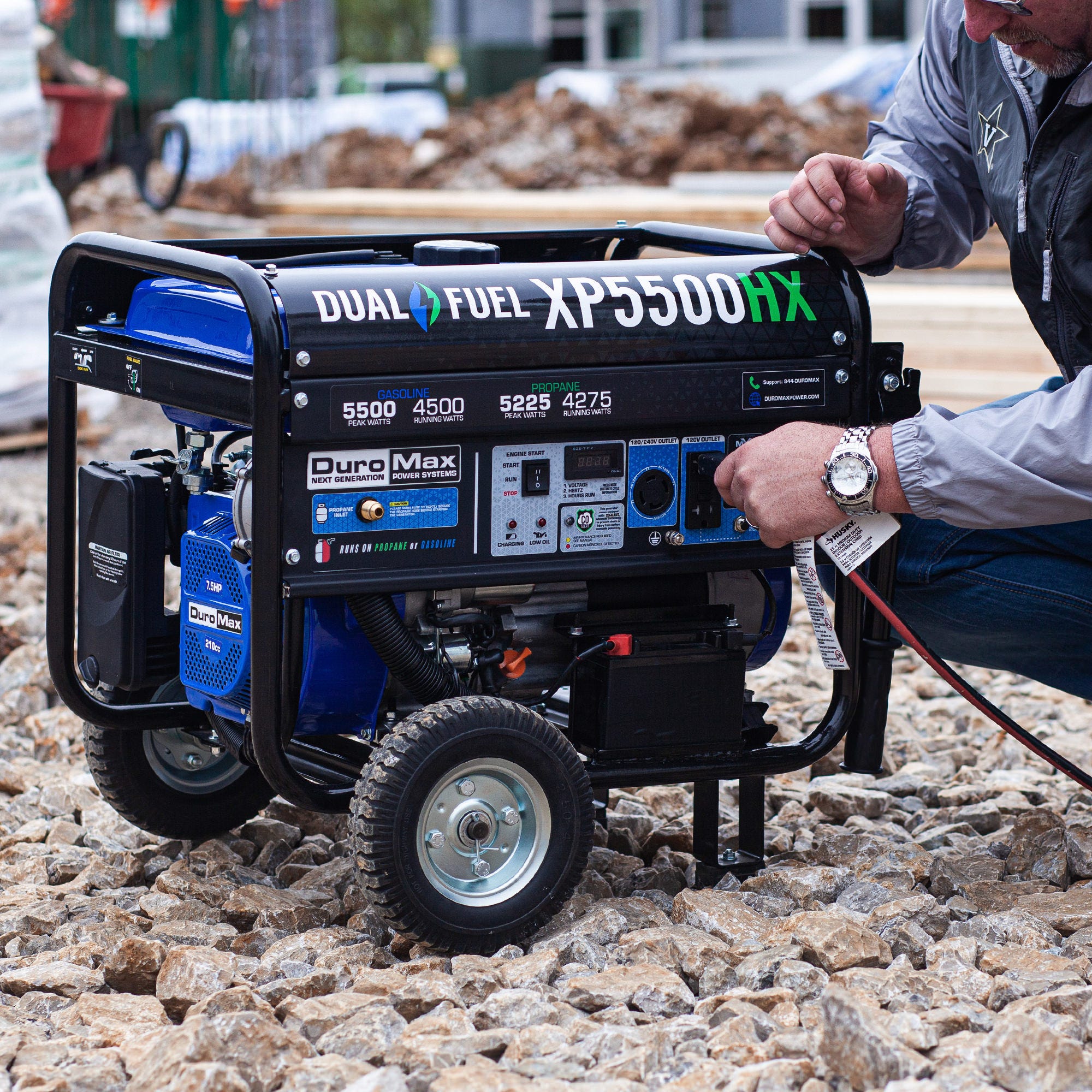 DuroMax XP5500HX 5,500-Watt 210cc Dual Fuel Gas Propane Portable Generator with CO Alert
