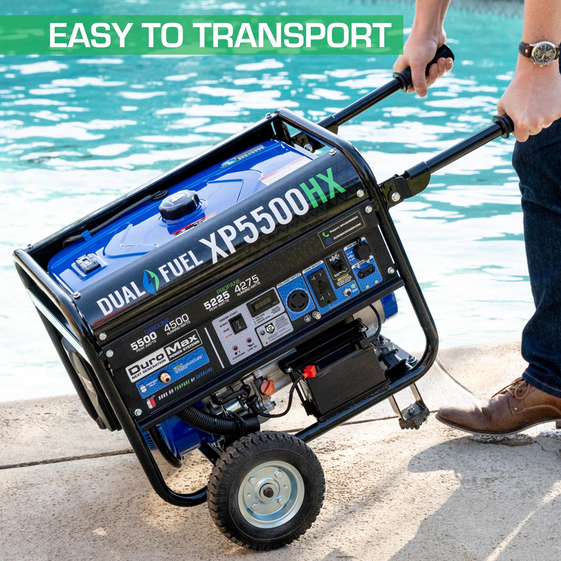DuroMax XP5500HX 5,500-Watt 210cc Dual Fuel Gas Propane Portable Generator with CO Alert