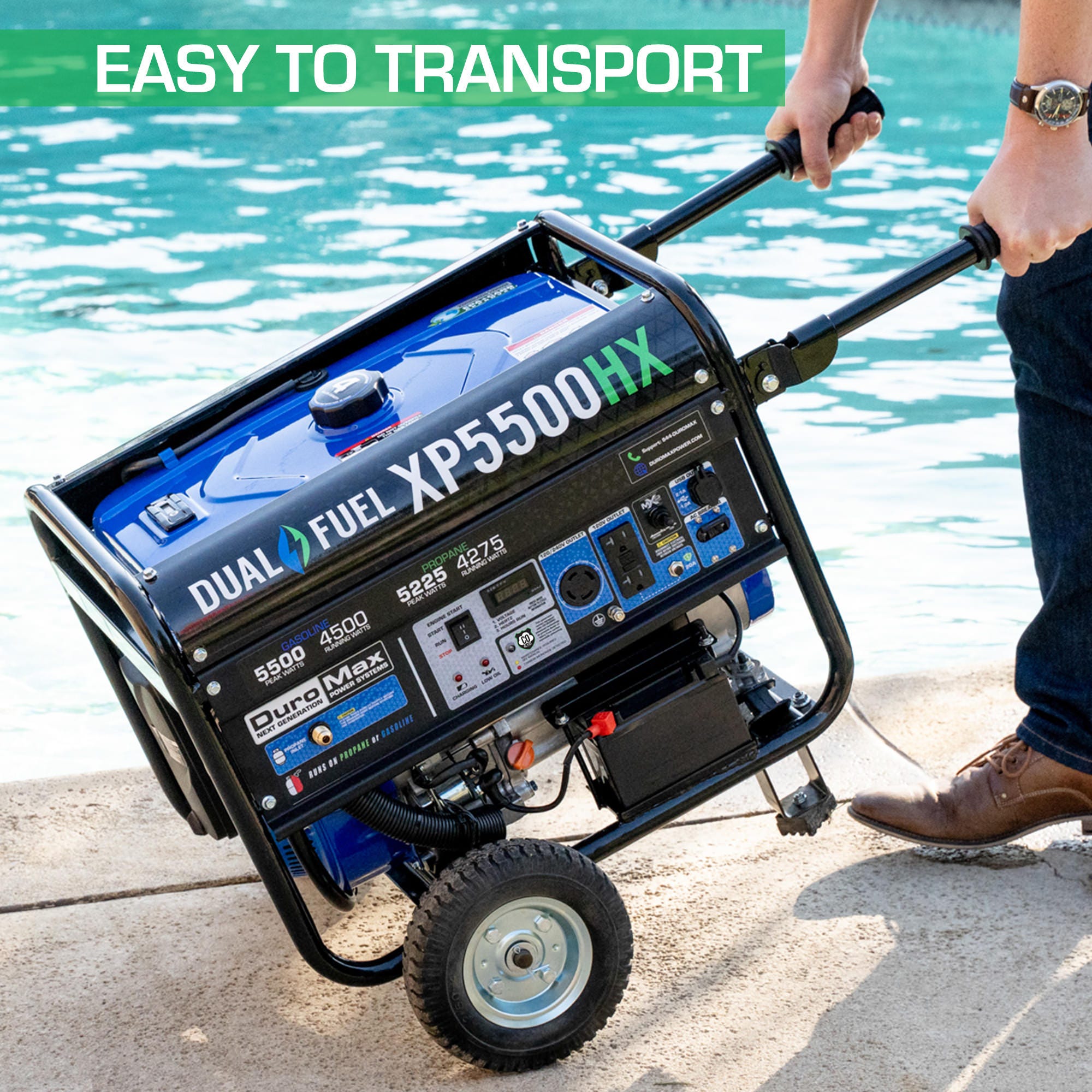 DuroMax XP5500HX 5,500-Watt 210cc Dual Fuel Gas Propane Portable Generator with CO Alert
