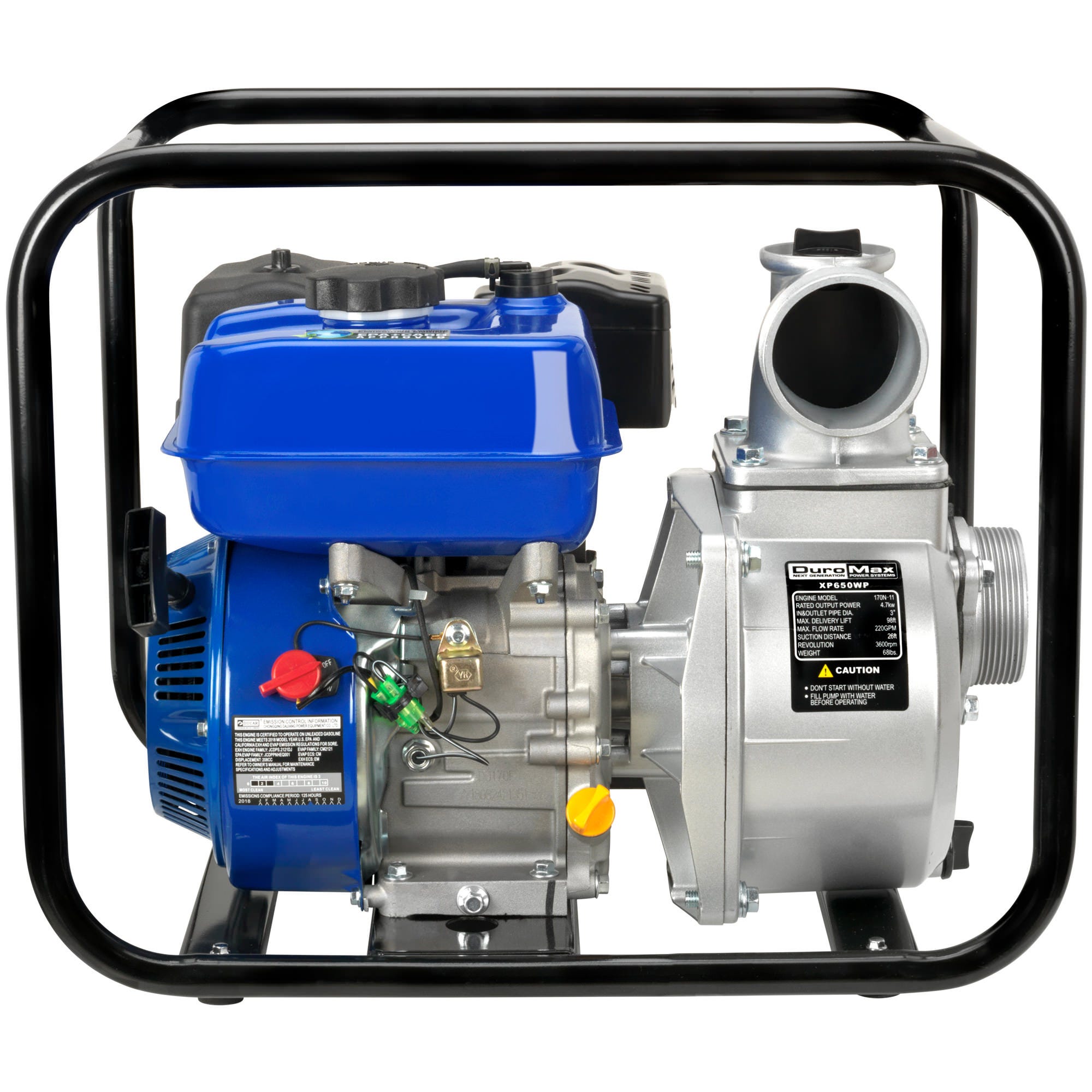 DuroMax XP650WP 208cc 220-GPM 3,600-RPM 3-Inch Gasoline Engine Portable Water Pump