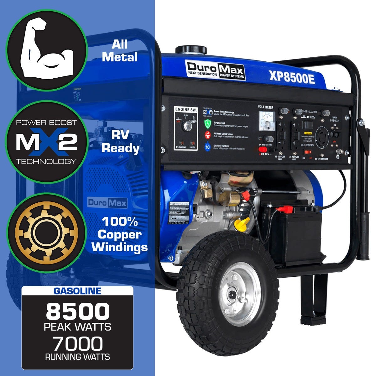 DuroMax XP8500E 8,500-Watt 420cc Gas Generator w/ Electric Start and Wheel Kit