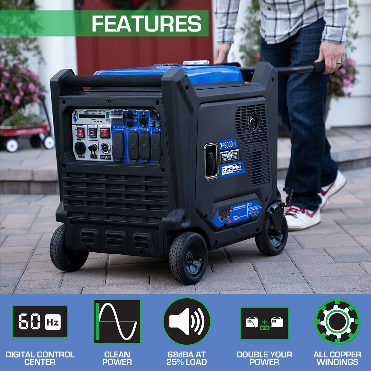 DuroMax XP9000iH 9,000-Watt 459cc Dual Fuel Digital Inverter Hybrid Portable Generator