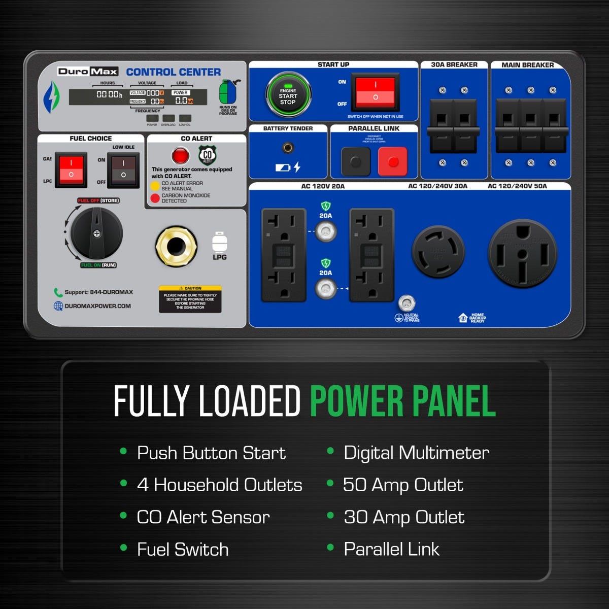 Duromax XP9500iH Portable Dual Fuel Inverter 9,500-Watt Generator w/ CO Alert