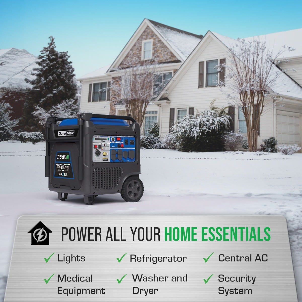 Duromax XP9500iH Portable Dual Fuel Inverter 9,500-Watt Generator w/ CO Alert