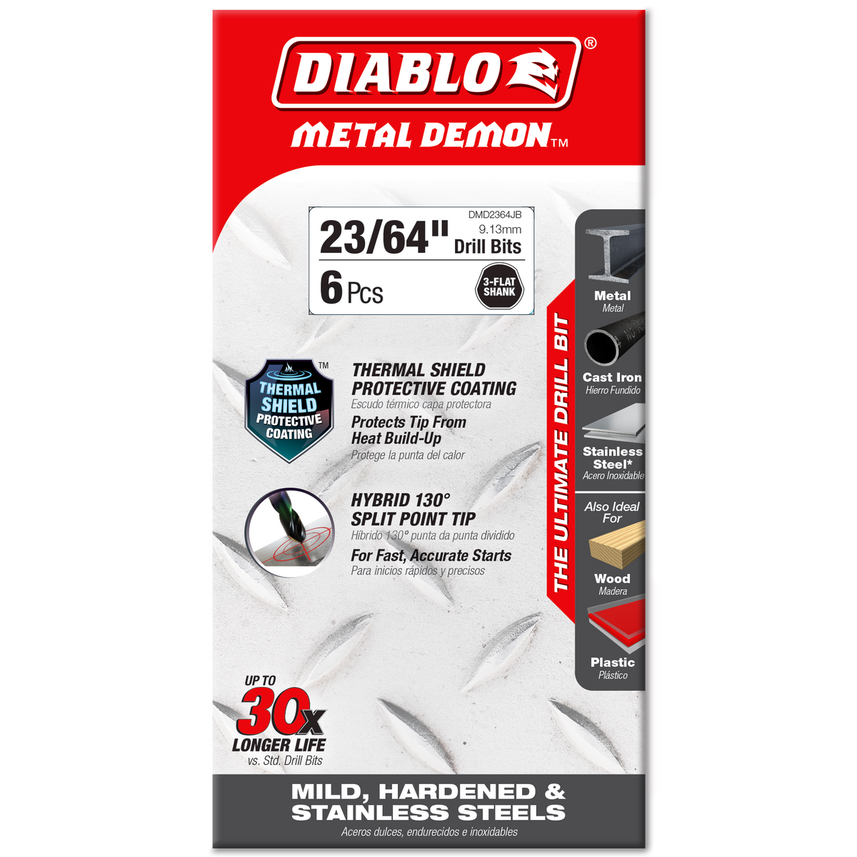 Diablo 23/64 in. Metal Demon Drill Bit for Mild, Hardened and Stainless Steels (DMD2364JB) in retail packaging