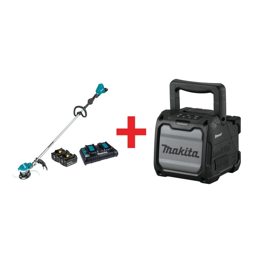 Makita 36V (18V X2) LXT Brushless String Trimmer Kit (5.0Ah) w/ 18V LXT / 12V max CXT Bluetooth Speaker