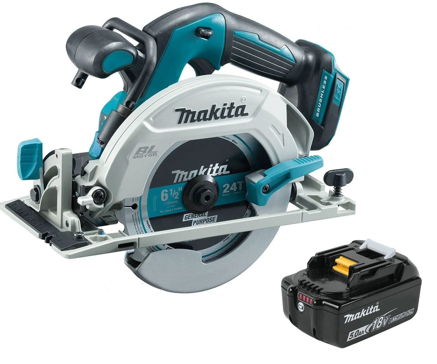 Makita XSH03Z 18V LXT Brushless Cordless 6-1/2" Circular Saw w/ 5.0Ah Battery