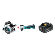 Makita 18V LXT Sub-Compact Brushless 6-1/2" Circular Saw w/ 18V LXT 3/8" Angle Drill & 18V LXT 5.0Ah Battery