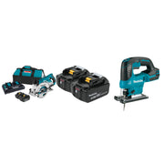 Makita 18V LXT X2 (36V) Rear Handle Circular Saw 5.0Ah Kit with Cordless Jig Saw and 4-Pack Batteries