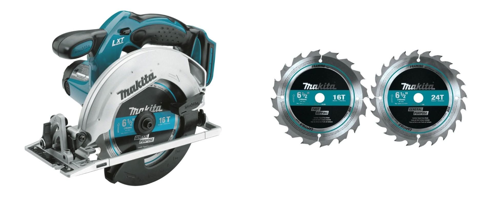 Makita 18V LX-Tooth Cordless 6-1/2" Circular Saw with 2-Piece Carbide-Tipped Circular Saw Blade (Bare Tool)