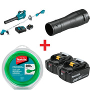 Makita 18V LXT Brushless Blower Trimmer 4.0Ah Combo Kit plus Blower Nozzle, Twisted Trimmer Line, and 18V 6.0Ah Battery 2-Pack