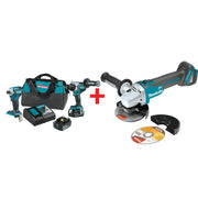Makita 18V LXT Brushless Impact Driver, Hammer Drill and 4-1/2 / 5" Cut-Off/Angle Grinder 5.0Ah Combo Kit