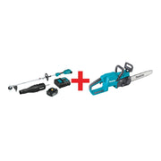 Makita 18V LXT Lithium-Ion Brushless Cordless Couple Shaft Power Head Kit, Two Attachments (4.0Ah), and 14" Chain Saw (Bare Tool)
