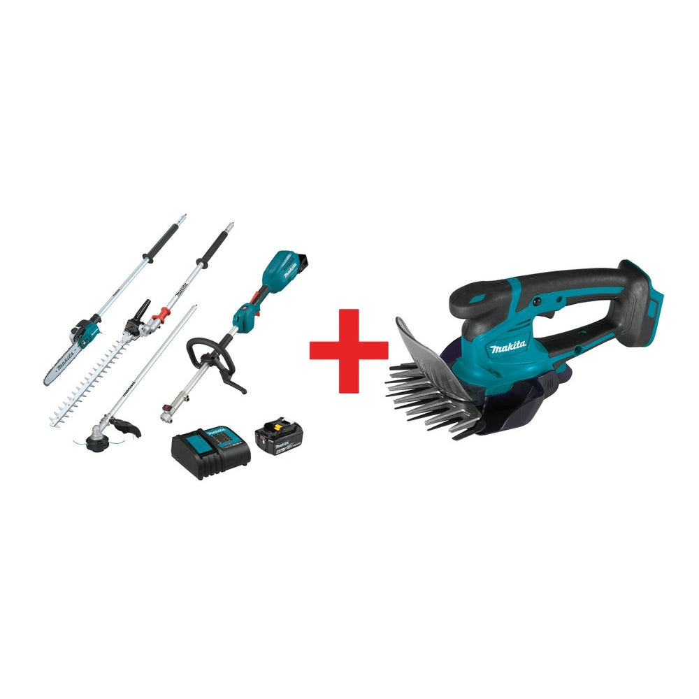 Makita 18V LXT Brushless Pole Saw/Hedge Trimmer Power Head Kit (4.0Ah) w/ 18V LXT 6-5/16" Grass Shear