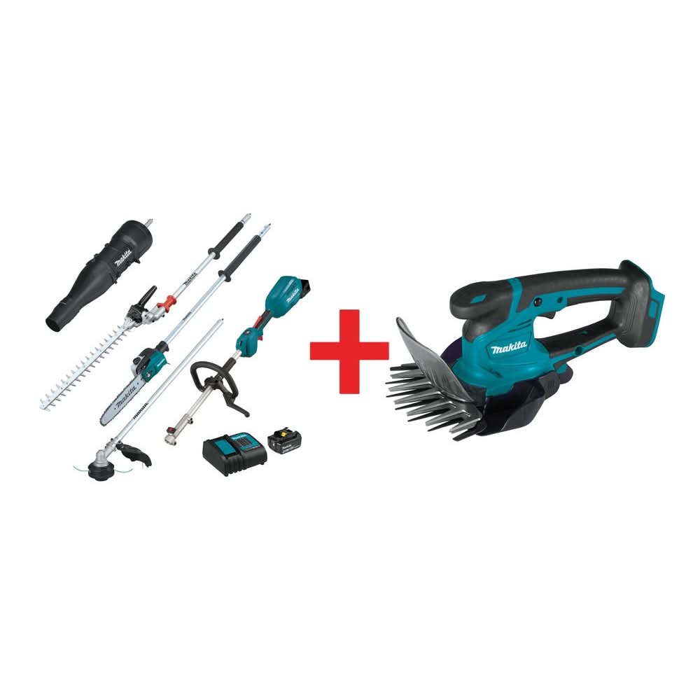 Makita 18V LXT Brushless Pole Saw/Hedge Trimmer/Blower Power Head Kit (4.0Ah) w/ 18V LXT 6-5/16" Grass Shear