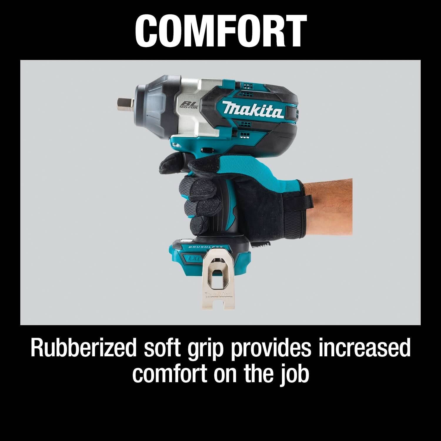 Makita XWT19Z 18V LXT Lithium-Ion Brushless Cordless 3-Speed 1/2" Sq. Drive Impact Wrench w/ Detent Anvil, Tool Only