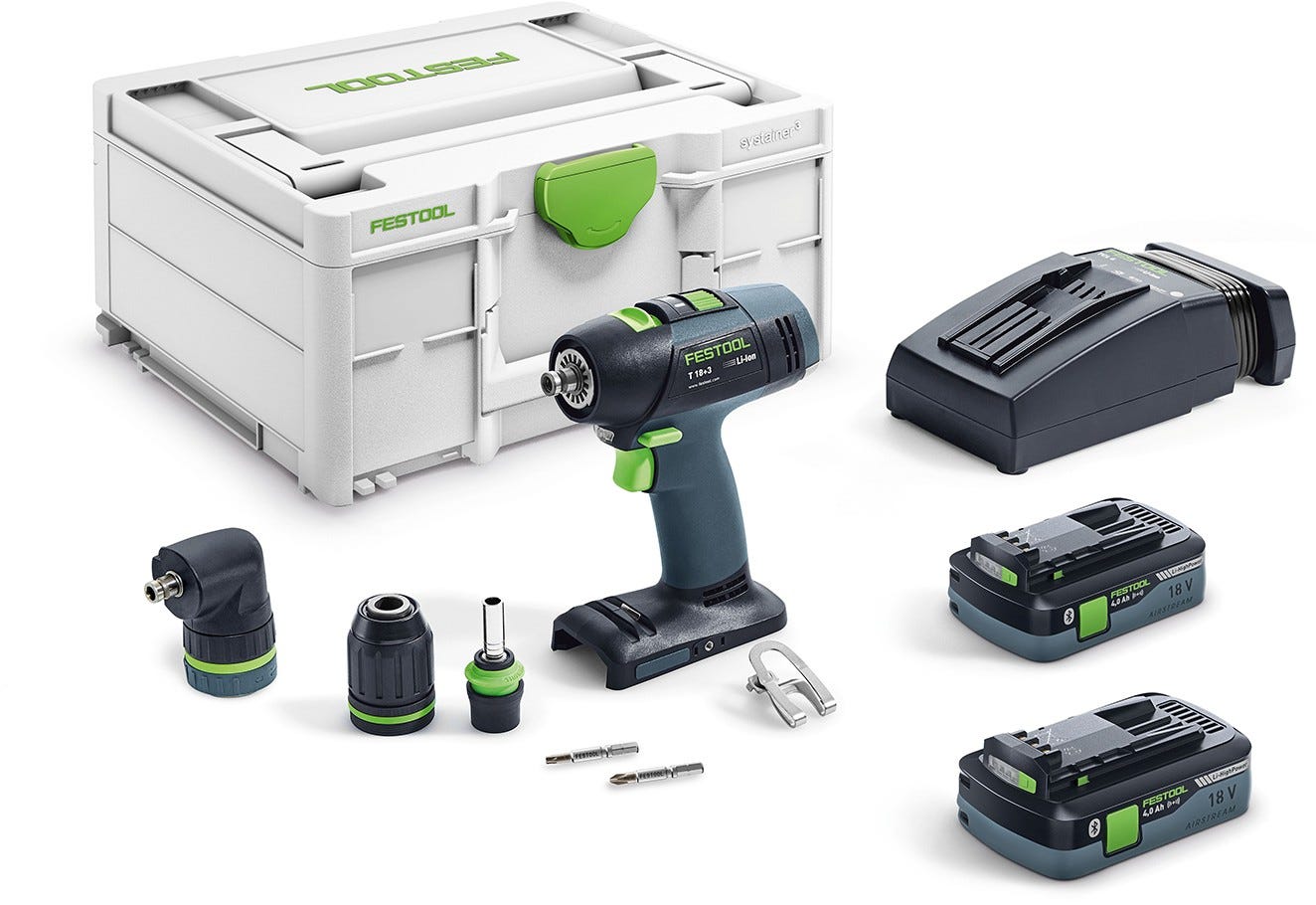 Festool 577608 T 18 Cordless Drill HighPower 4.0Ah SET Kit w/ Systainer3