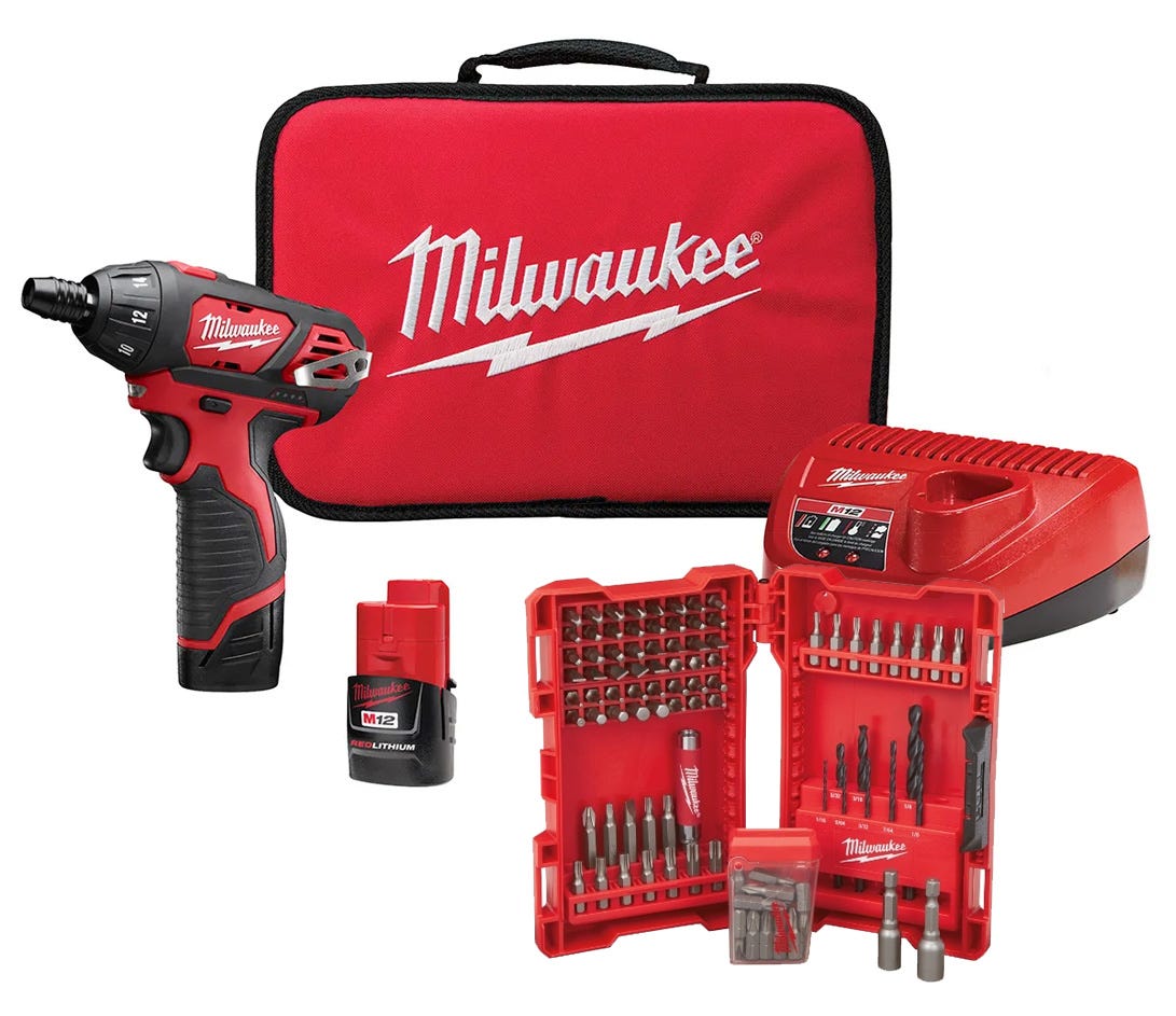 Milwaukee 2401-22 M12 Cordless Lithium-Ion Screwdriver Kit The Tool Nut