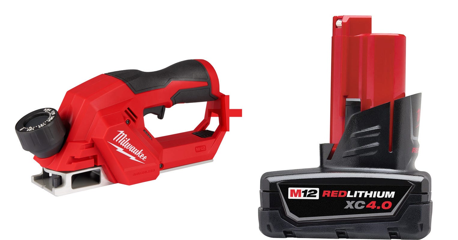 Milwaukee M12 Brushless 2 inch Planer with Battery Pack
