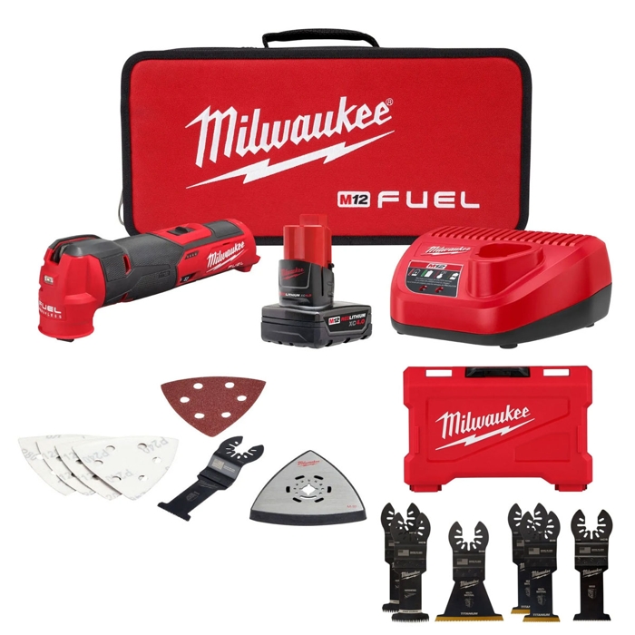 Milwaukee 2526-21XC M12 FUEL Brushless Oscillating Multi-Tool 4.0Ah Kit w/  6-Pack Blades