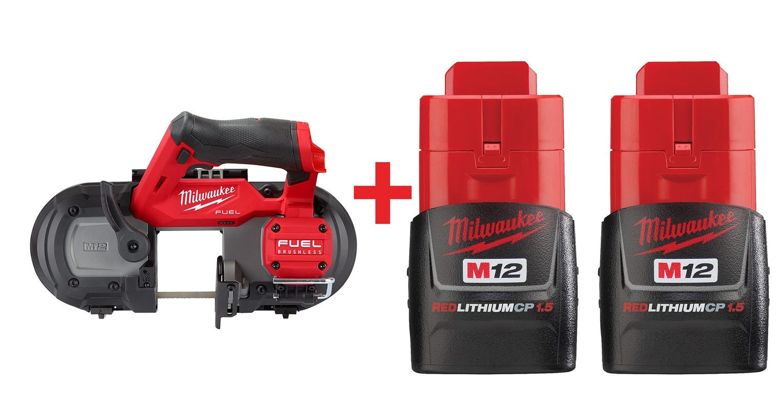 Milwaukee M12 FUEL Compact Band Saw with M12 REDLITHIUM Compact Battery  1.5Ah, 2-Pack