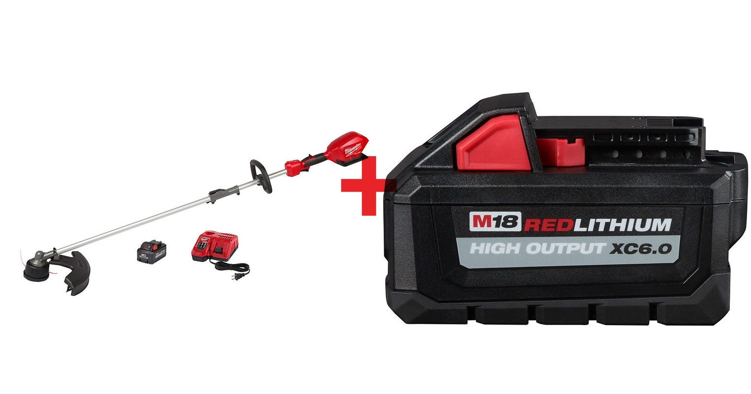 Milwaukee M18 FUEL String Trimmer 8.0Ah Kit w/ QUIK-LOK Attachment Capability and M18 6.0Ah Battery Pack