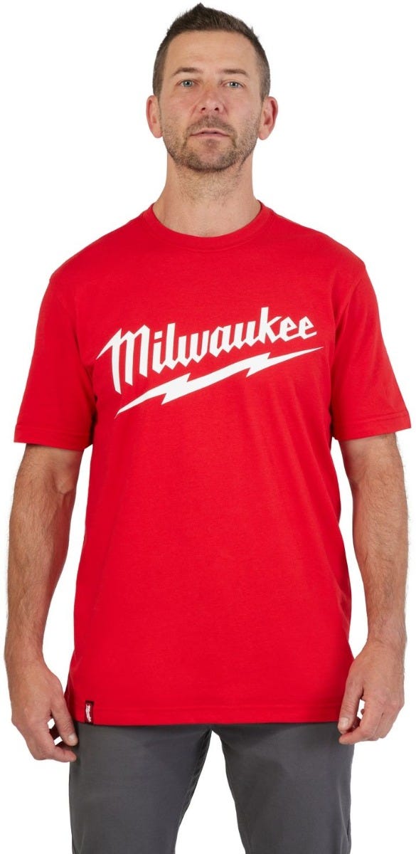 ◆UMBRO◆ Fresh Lettering Short Sleeve T-Shirt Red UQ121SRS1 Milwaukee Heavy Duty Short Sleeve Red T-Shirt with Logo