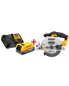 DeWalt 20V MAX 6-1/2" Circular Saw (Tool Only) with 20V MAX POWERSTACK Compact Battery and Charger Starter Kit