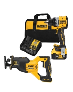DeWalt 20V MAX XR Brushless Compact 1/2-in. Drill/Driver 5.0Ah Kit w/ 20V MAX XR Brushless Reciprocating Saw, Tool Only