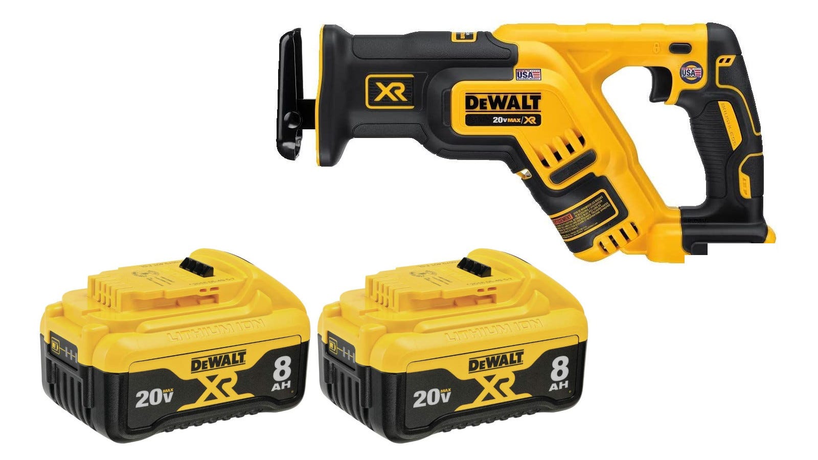 DeWALT DCS267B 20V MAX XR Brushess Compact Reciprocating Saw with with  8.0Ah Battery 2-Pack